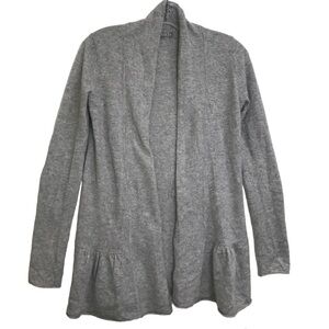 InCashmere Open Cardigan Cashmere Sweater Pleated Hem Flare Soft Knit Peplum S